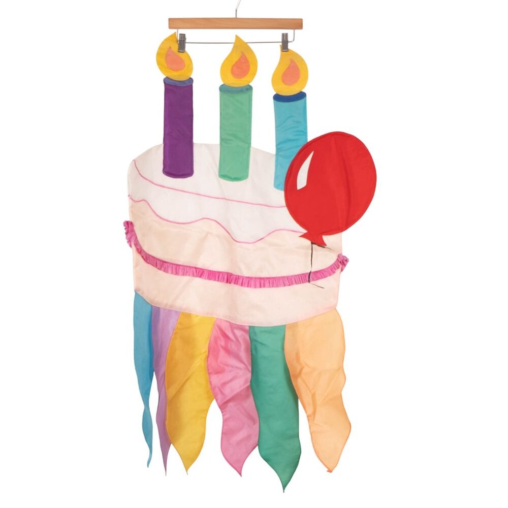 Windsculpts Birthday Cake WindSock Hanging Flag Candles Balloons Party Streamers